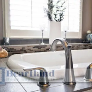 a bathtub in a bathroom