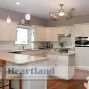 a kitchen with a center island
