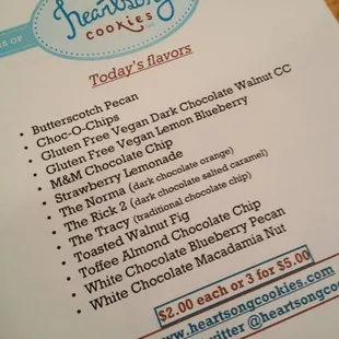 The flavors available at a recent event/market. The picture is from the company's FB page. (July 2013)