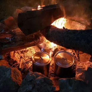 Crackling Campfires, Friends and Campfire Cooking!