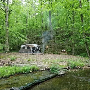 Tent camping by the creek!