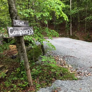 Rustic signs guide your way.