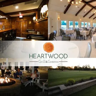 a dining room and a fire pit