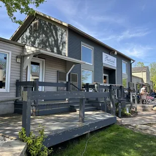 Cute outdoor patio area to enjoy coffee outside when weather is nice!