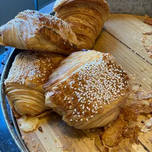 Cheese, croissants, and plain croissants