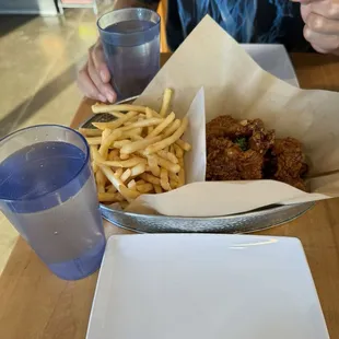 Regular size boneless soy garlic chicken w/ side of fries