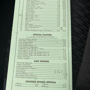 the menu