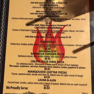 menu