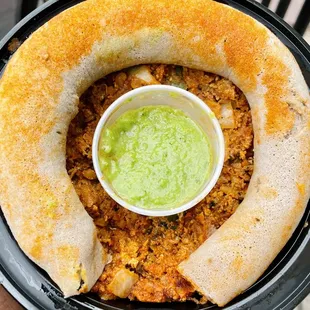 Ethiopian style breakfast &amp;veggie sambosa on side