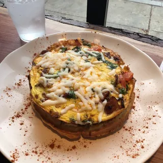 Heat Special Omelette on Top of Waffle