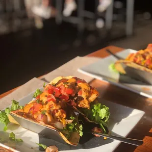 Tribal Tacos; one Cajun fish and one classic &quot;gringo&quot; beef