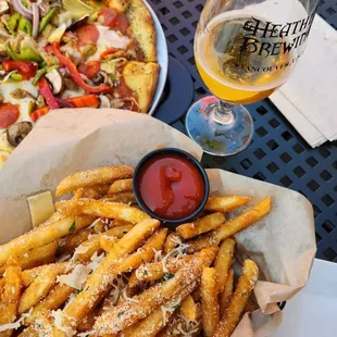 Supreme pizza and fries