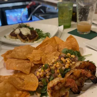 Cajun Shrimp &amp; Corn Salsa with tortilla chips