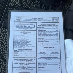 menu
