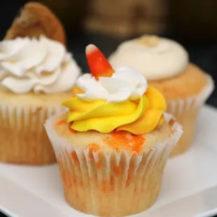 Candy corn cupcake