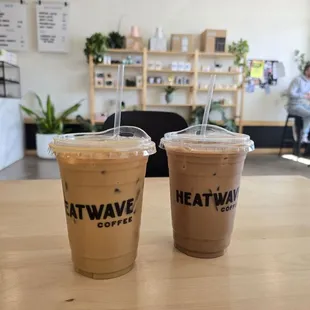 Vanilla bean latte and iced mocha