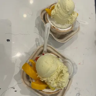 Mango sticky rice bowl Vegan Pineapple Gelato w/ Coconut Milk