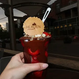 I tried the Belgian Chocolate over the strawberries with almonds and whipped cream on top. The strawberries were $12.