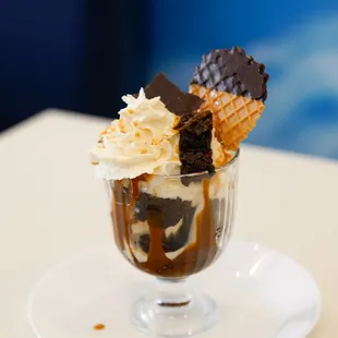 a dessert in a glass bowl