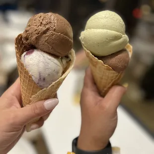 two ice cream cones