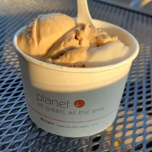 Double Scoop: Hazelnut made with Oat milk and Vanilla  made with Almost milk