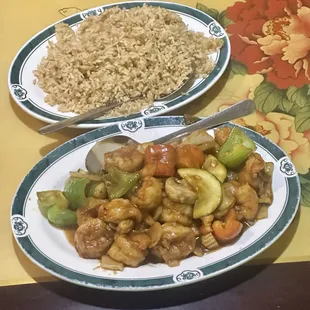 Shrimp w. Garlic Sauce &amp; Fried Rice