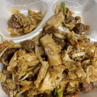 The noodles were very soggy and the beef was starchy. The whole thing went in the trash.