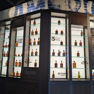 a display of whiskey bottles