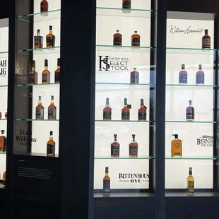 a display of alcohol bottles