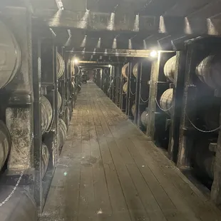 the inside of a wine cellar