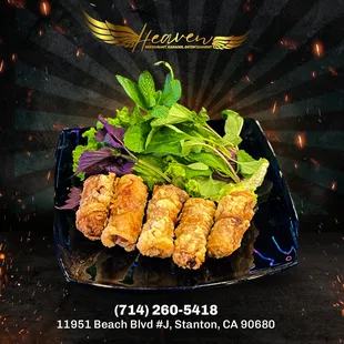 Crispy Spring Rolls - a delightful blend of crispy shells and savory fillings like pork, shrimp, and veggies, seasoned with aromatic spices,