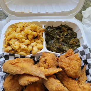 Fried Chicken, Collards, Mac n Cheese
