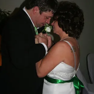 a bride and groom sharing a moment together