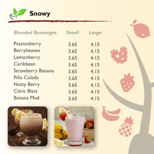 Heavenly Snowy Menu (Blended drinks)