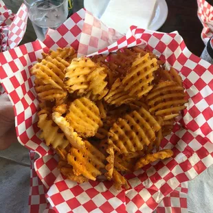 Idaho Waffle Fries with dry heavenly buffaloes seasoning