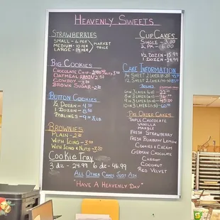 a menu on a chalkboard