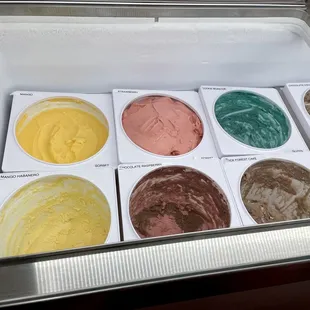 six different flavors of ice cream