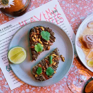 Chicken Liver Mousse, Toast, Fresno Chili, Pistachio, Lime