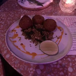 Chickpea Croquette, Vadouvan Aioli, Sunflower, Lime