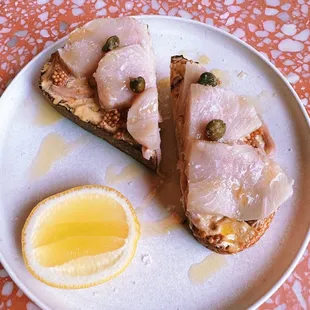 young yellowtail toast