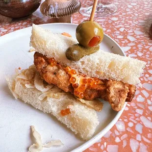 fried chicken tea sandwich