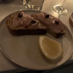 Young yellowtail toast