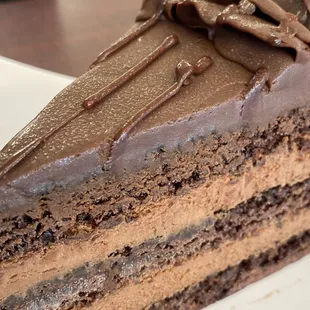 a slice of chocolate cake