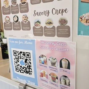 the menu and qr code