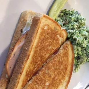 Turkey club on sourdough with broccoli salad! Yummmmm