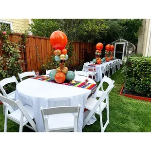 We carry linens tables and chairs as well !