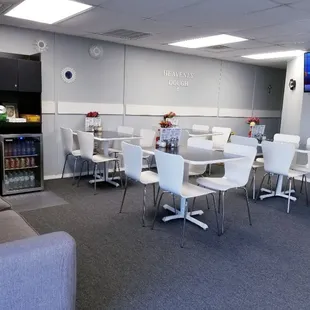 a dining room with a flat screen tv