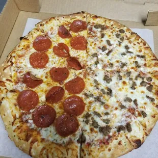 Large Half Pepperoni Half Sausage Pizza