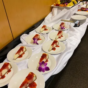 Cheesecake with strawberry drizzle