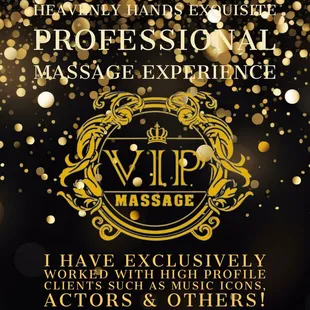 Don&apos;t hesitate to contact me if you have a need for any V.I.P.&apos;s wanting a top notch Certified Massage Therapist!